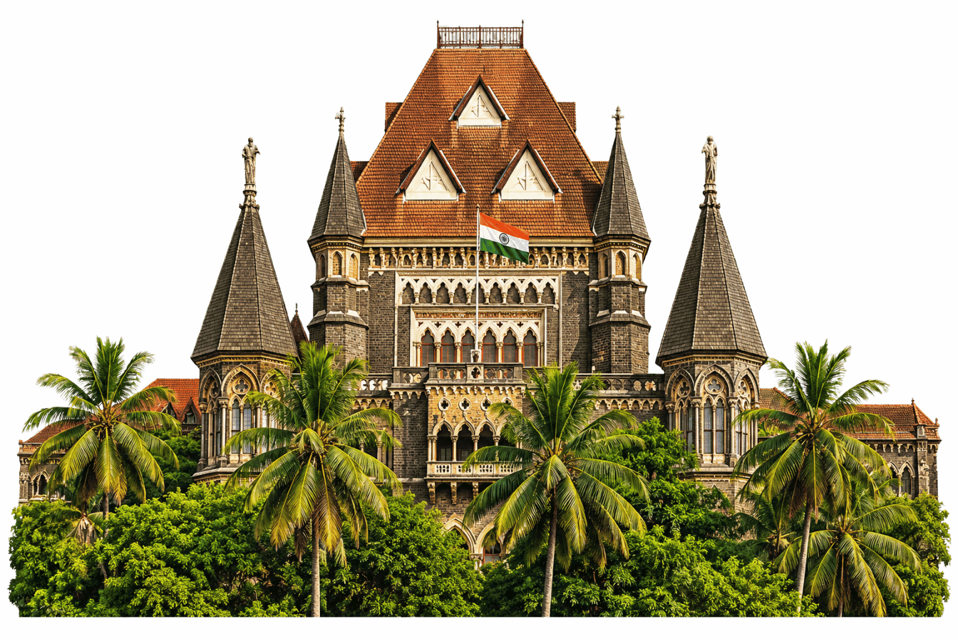 Bombay High Court Victorian Gothic heritage stone facade with palm trees
