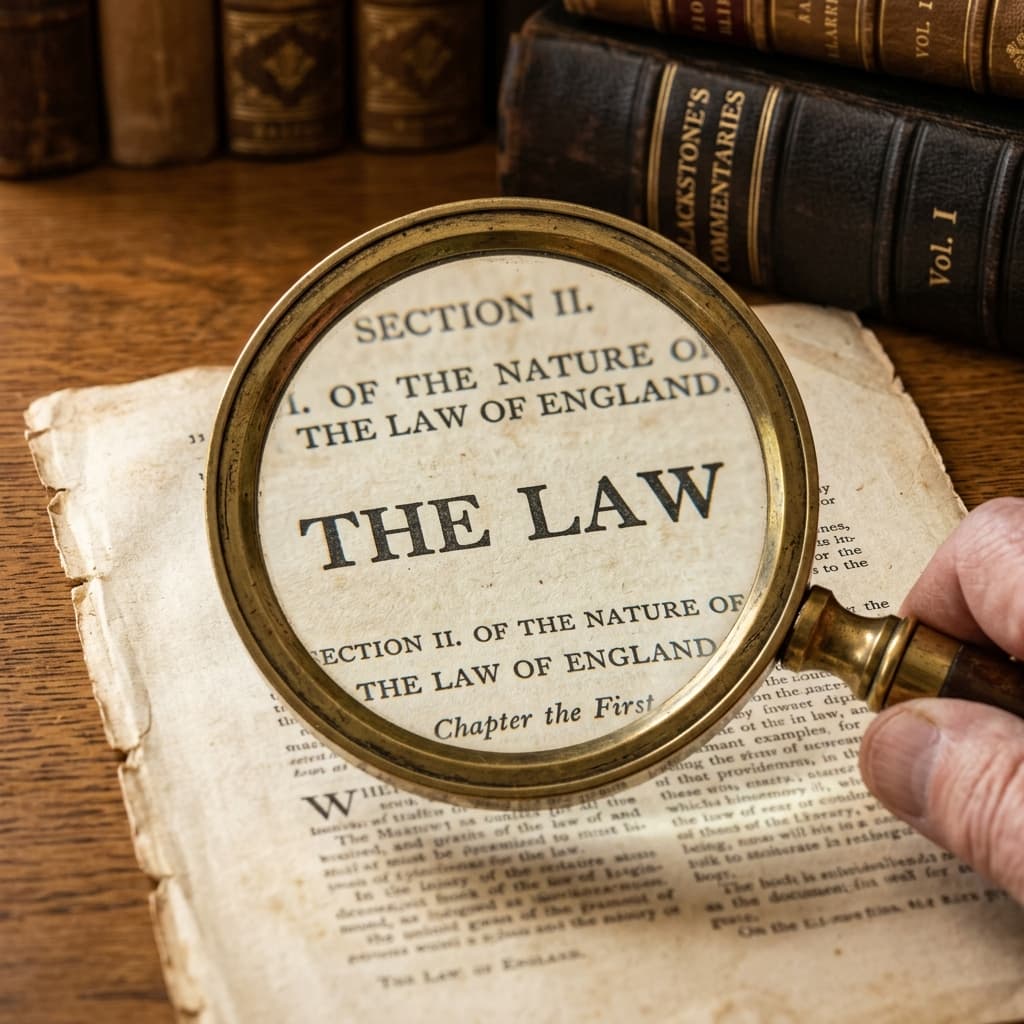 Analyse legal position - Magnifying glass over THE LAW document