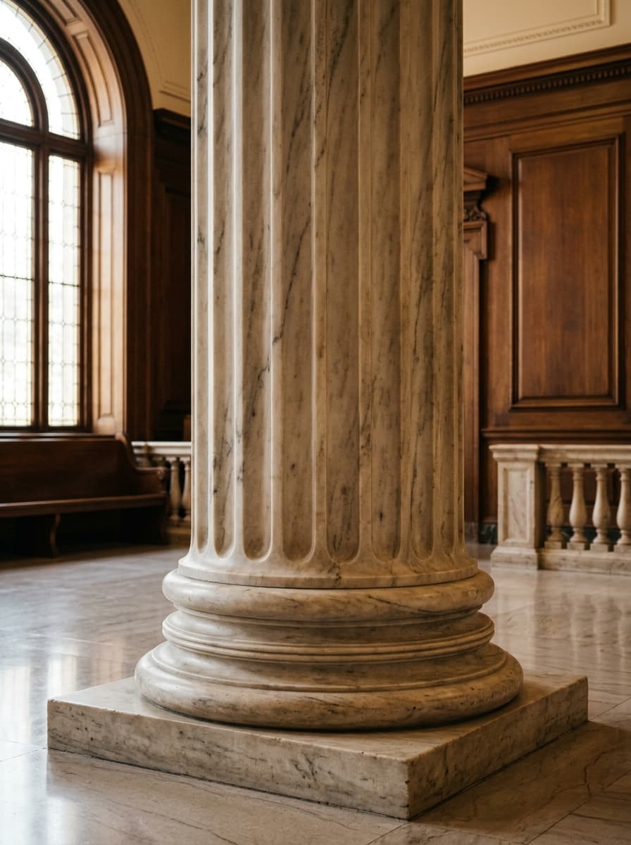 Classical Courtroom Marble Pillar Column